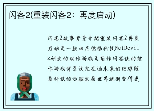 闪客2(重装闪客2：再度启动)